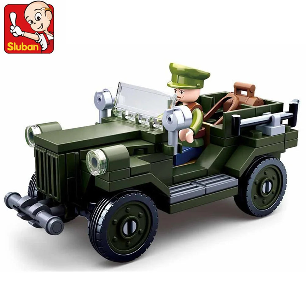 Military Patrol Vehicle Land Force Normandy Landing Weapon Building Blocks WW2 Army Soldiers Brinquedos Bricks Classic Kids Toys