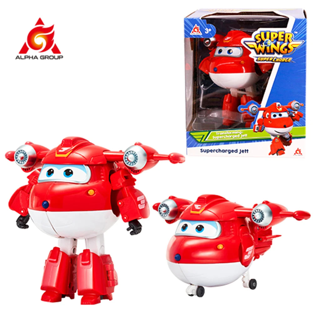 Super Wings 5 Inches Transforming JEROME 2 Modes Action Figures Robot Deformation Airplane Transformation Anime Kid Toys Gift