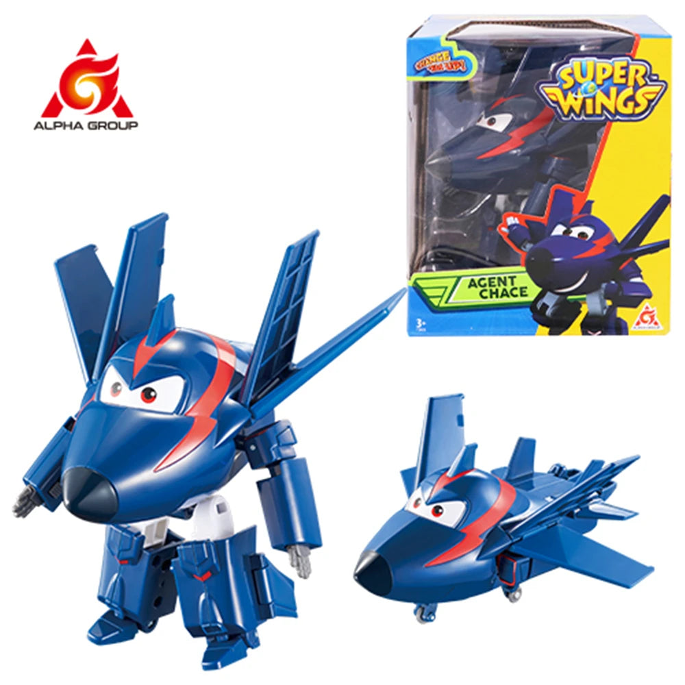 Super Wings 5 Inches Transforming JEROME 2 Modes Action Figures Robot Deformation Airplane Transformation Anime Kid Toys Gift