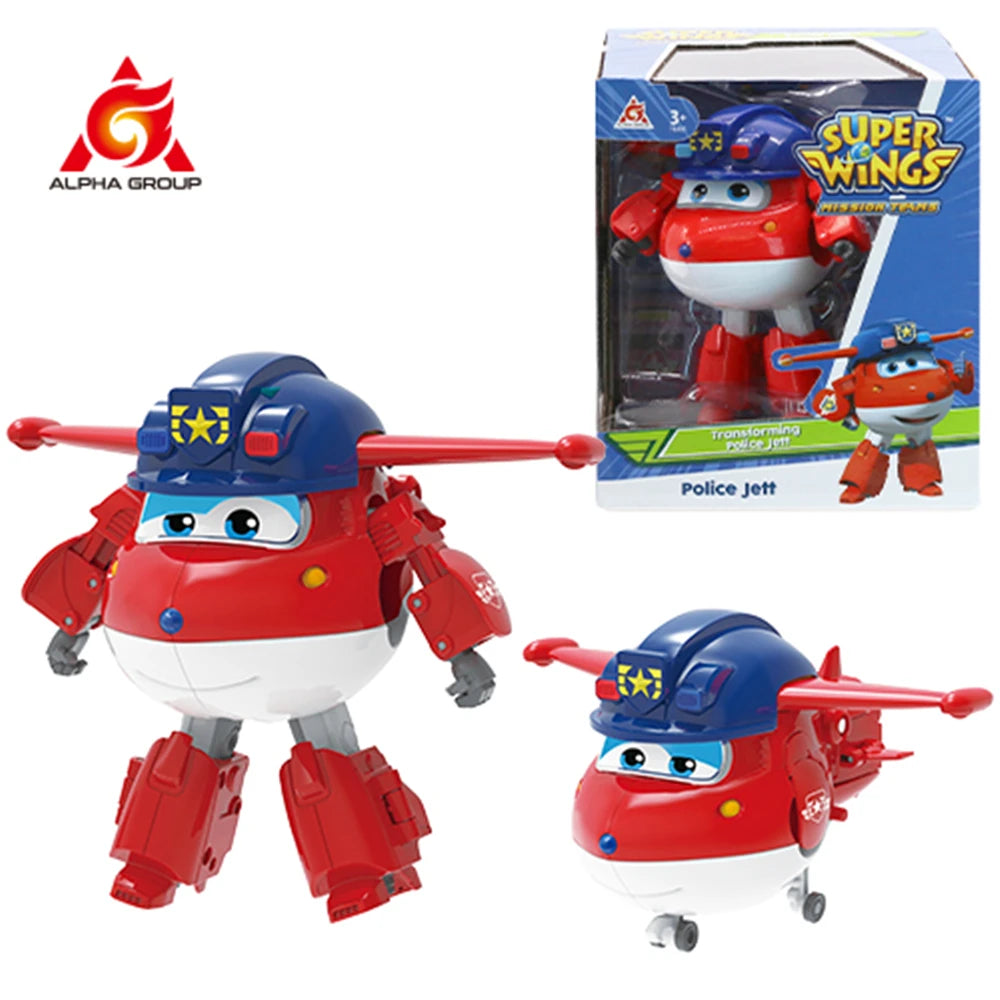 Super Wings 5 Inches Transforming JEROME 2 Modes Action Figures Robot Deformation Airplane Transformation Anime Kid Toys Gift