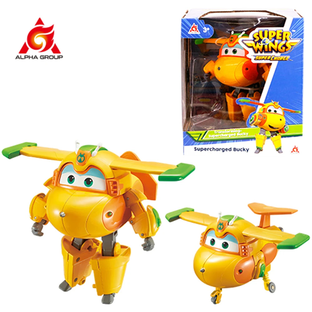 Super Wings 5 Inches Transforming JEROME 2 Modes Action Figures Robot Deformation Airplane Transformation Anime Kid Toys Gift