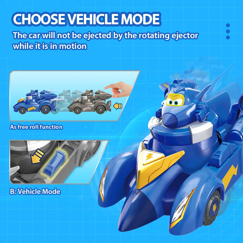 Super Wings Spinning Jerome & Vehicle  2 - in-1 Spinning Mode or Vehicle Mode Pop Transform Anime Battle Kids Toy Christmas Gift