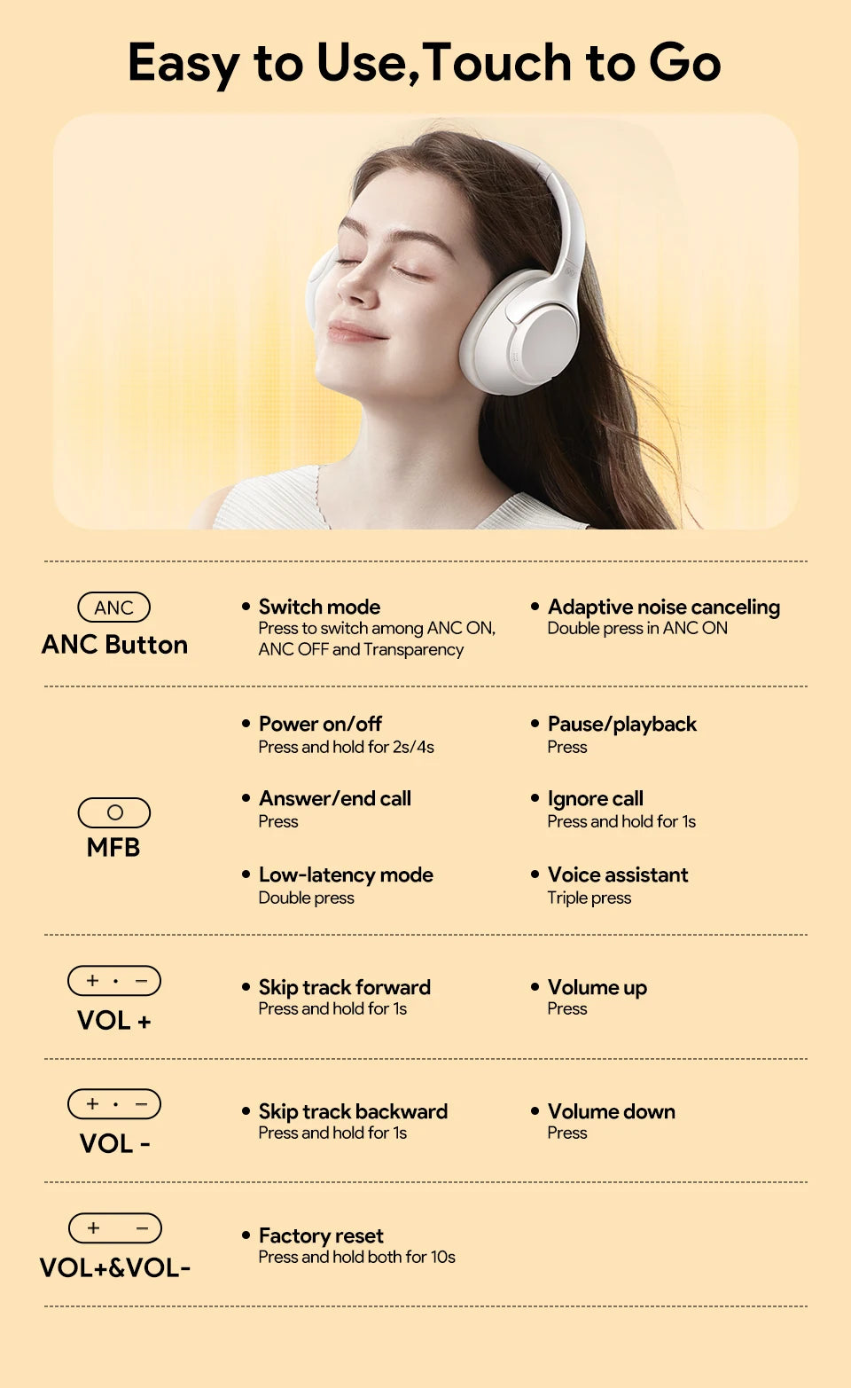 Elevate your audio with QCY H3 ANC Wireless Headphones! Enjoy Bluetooth 5.4, Hi-Res audio, and 43dB hybrid active noise cancellation for up to 60 hours of uninterrupted listening.