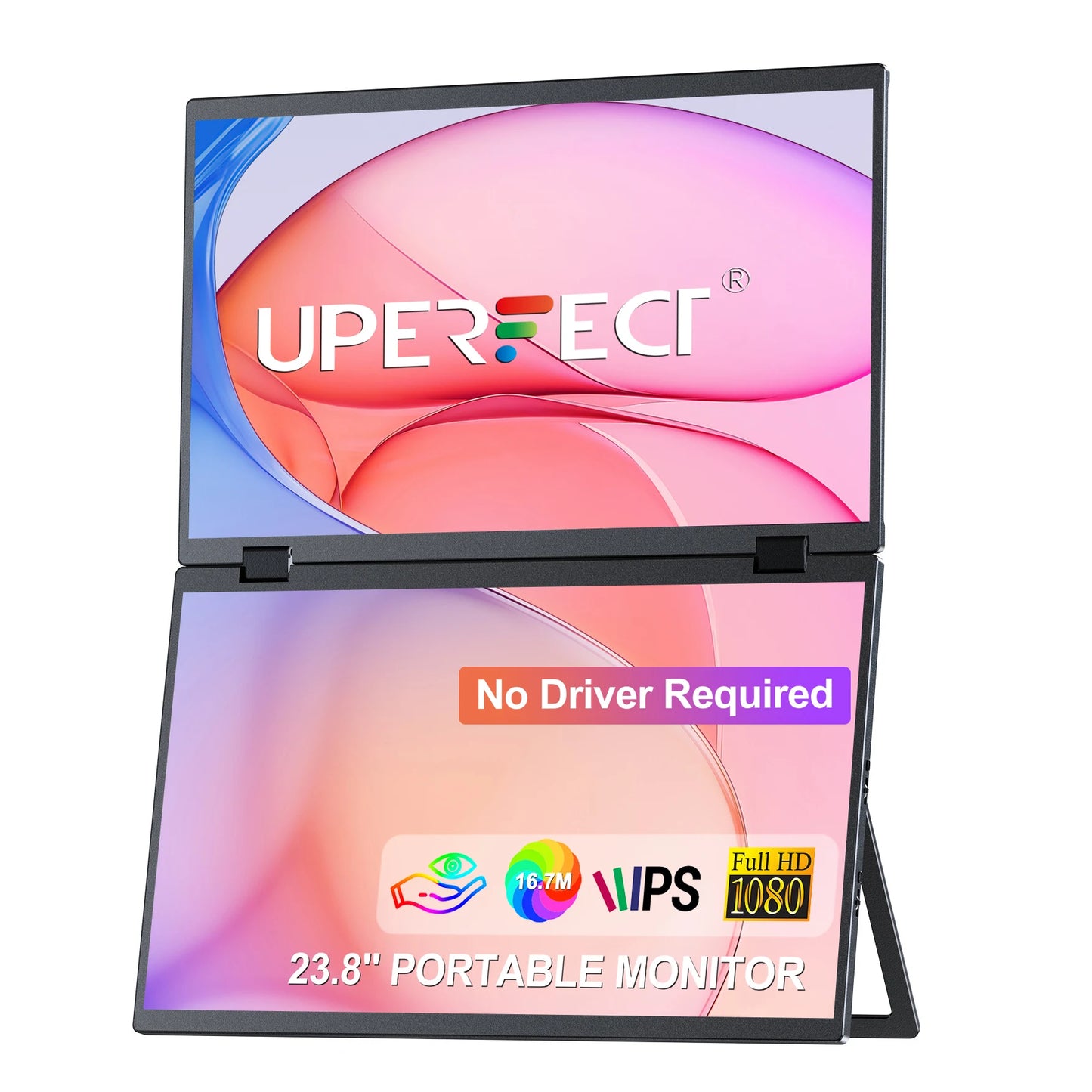 UPERFECT Triple Screen 15.6" Portable Foldable Monitor Dual Screen with VESA Extender 1080P FHD IPS for Laptop Windows MAC OS