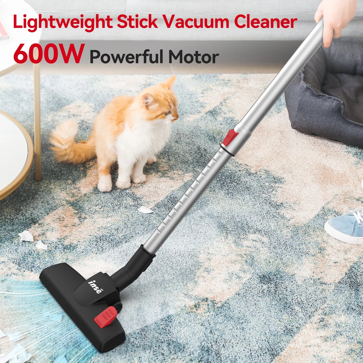 INSE Corded Vacuum Cleaner 18000Pa 600W Strong Suction Power, 22ft Corded Handheld Vacuum Cleaner for Home