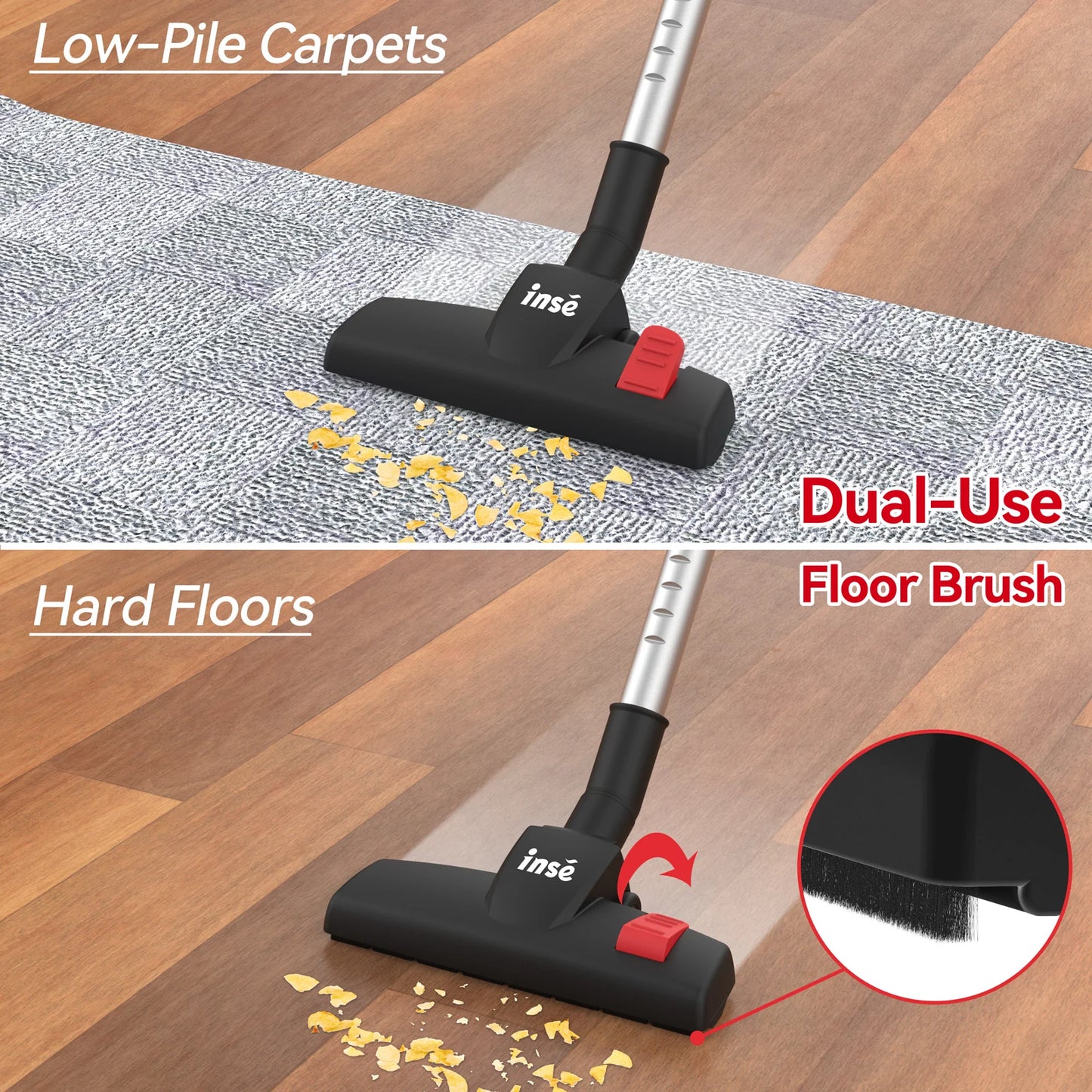 INSE Corded Vacuum Cleaner 18000Pa 600W Strong Suction Power, 22ft Corded Handheld Vacuum Cleaner for Home