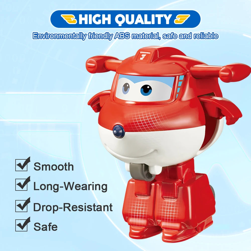 Super Wings Mini NEW Jett 2 Inches Transform Robot to Plane in 3 Steps Deformation Action Figures 2Modes Transforming Kid Toy