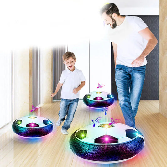 Elevate playtime with our Hover Soccer Ball! LED lights and music make it perfect for outdoor fun.