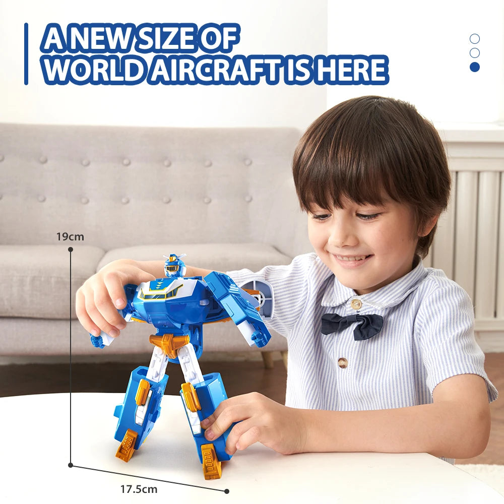 Super Wings Mini World Aircraft Robot 6 Inch 11 Steps to Transform from Aircraft into Robot Action Figures Anime Kid Toy Gift