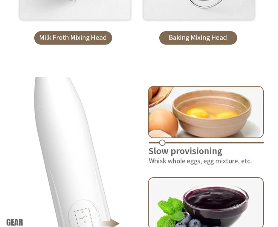 2 in 1 USB Rechargeable Electric Egg Beater Mini Blender Whiskey Coffee Mixer Gadgets for Home Double Head Milk Baking Mixer Bar