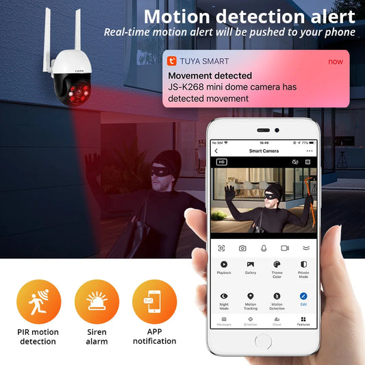 Stay protected with our Fuers IP Camera for Outdoor Home Security, Auto Tracking Human Detection and Camera WIFI CCTV Surveillance.