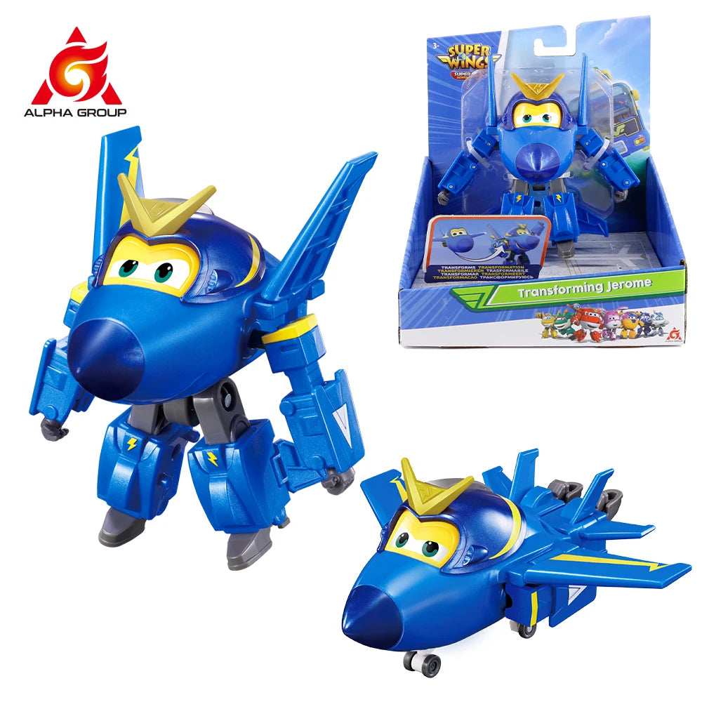 Super Wings 5 Inches Transforming JEROME 2 Modes Action Figures Robot Deformation Airplane Transformation Anime Kid Toys Gift