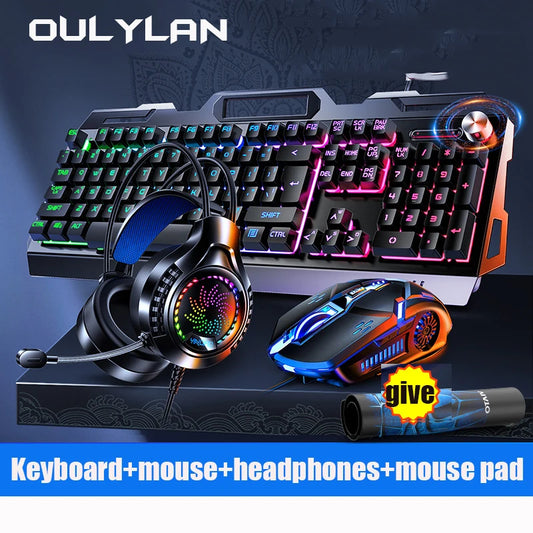 Experience ultimate gaming with the V2G5 Mechanical Touch Metal Keyboard Mouse Earphone 3-piece Set for USB wired Esports, featuring luminous keyboards.