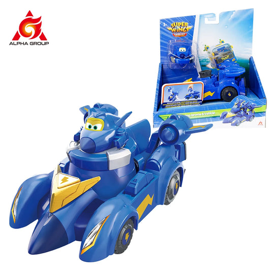 Super Wings Spinning Jerome & Vehicle  2 - in-1 Spinning Mode or Vehicle Mode Pop Transform Anime Battle Kids Toy Christmas Gift