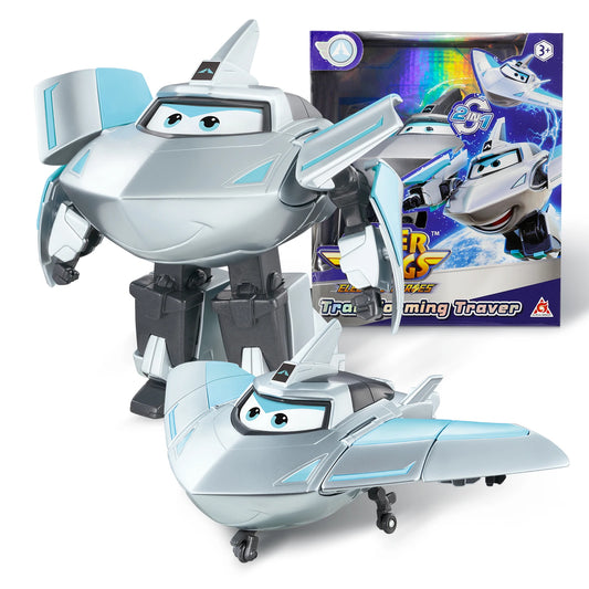 Super Wings 5 Inches Transforming Traver Transforms from Airplane to Robot in 10 Steps Deformation Action Figures AnimeKid Toys