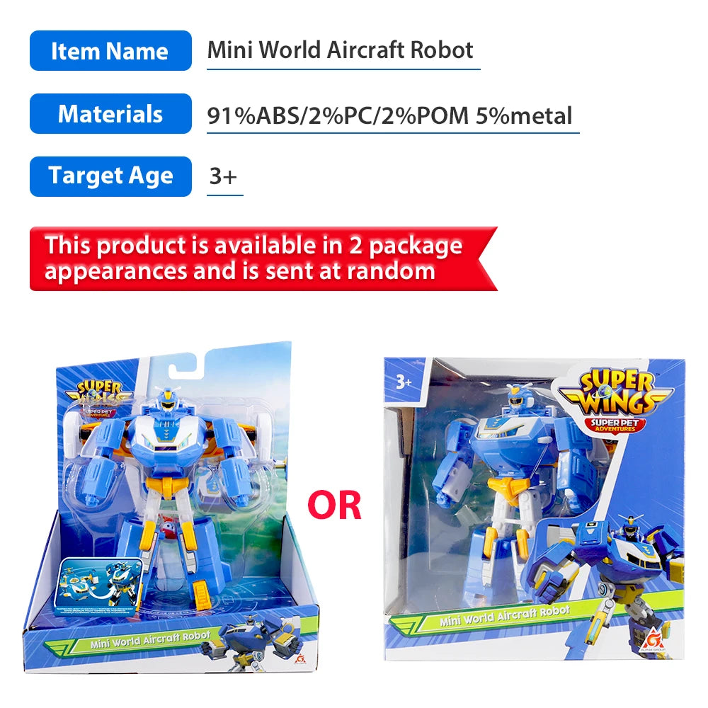 Super Wings Mini World Aircraft Robot 6 Inch 11 Steps to Transform from Aircraft into Robot Action Figures Anime Kid Toy Gift