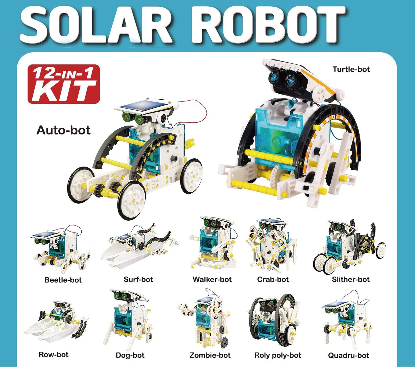 12 in 1 Science Experiment Solar Robot Toy DIY Building Powered Learning Tool Education Robots Technological Gadgets Kit for Kid