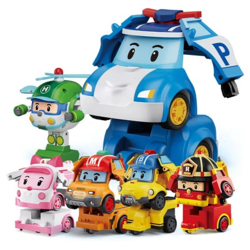 Cartoon Anime Action Figures Robocar Poli Ambe Roy Helly Transformation Robot Car Assembly Puzzle Toys for Kids Birthday Gifts