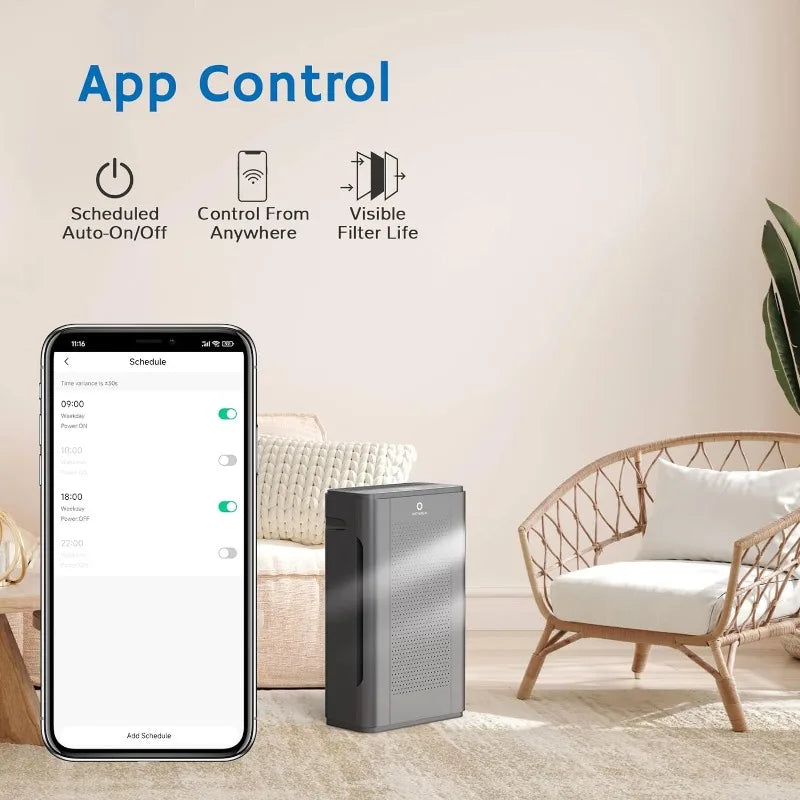 Experience cleaner air at home with the Airthereal APH320 WiFi Air Purifier. Equipped with a H13 True HEPA Filter, UV-C, Anion Function, and Smart Auto Mode.