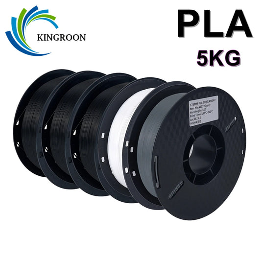 Get 5 rolls of high-quality, tough 1.75mm black, white, and gray PLA filament for your 3D printer, with free delivery.