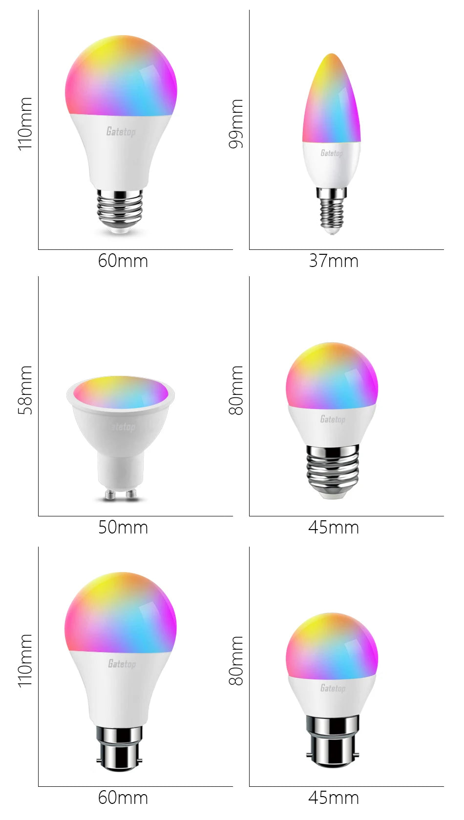 LED RGB Lamp Spotlight Bulb E27 E14 GU10 B22 AC120V 230V Bombillas LED 6W 10W IR Remote Control Led Smart RGBW Lamp Home Decor