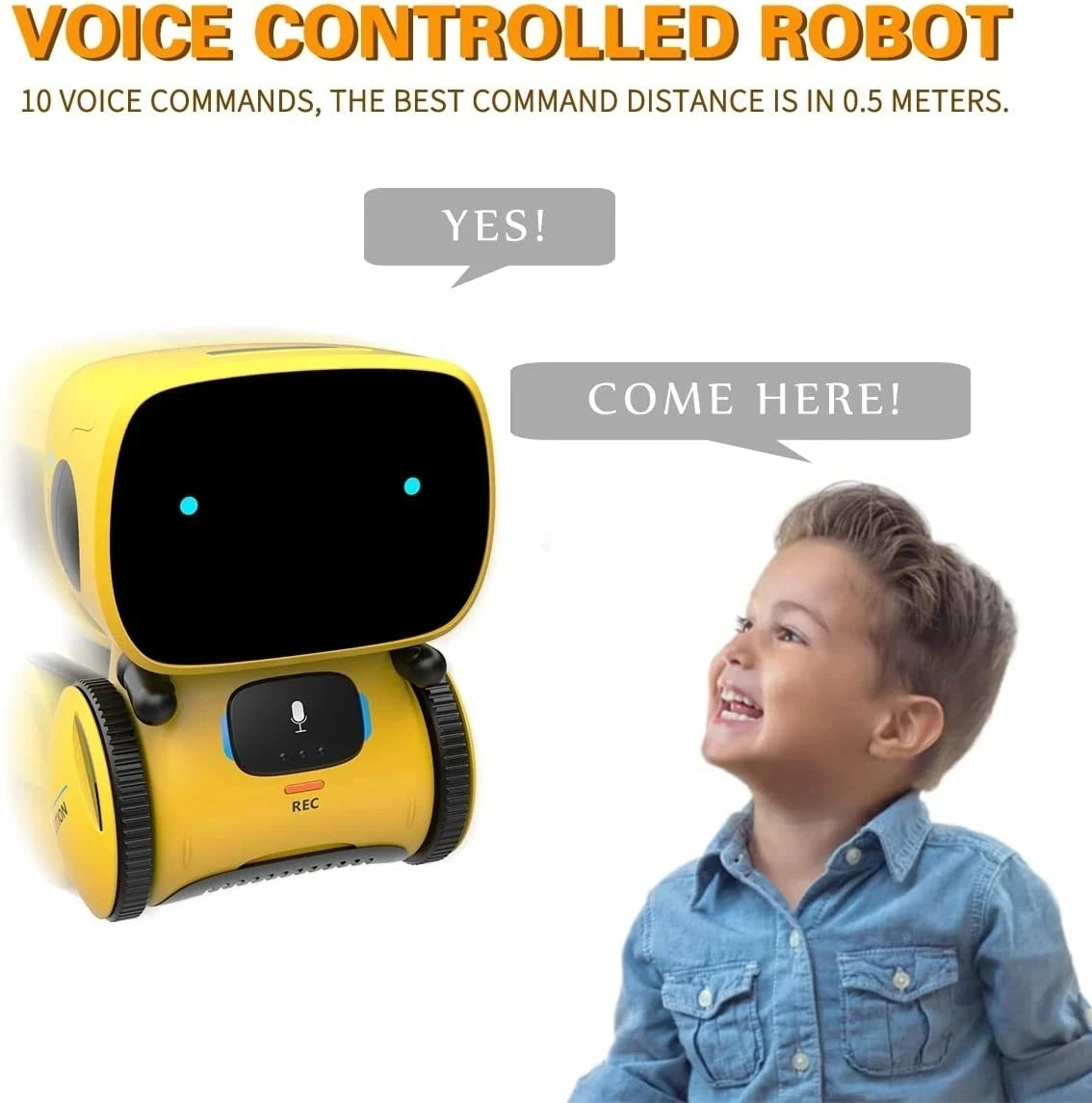 Get the party started with our Emo Robot! Sing, dance, repeat, and respond to voice commands.