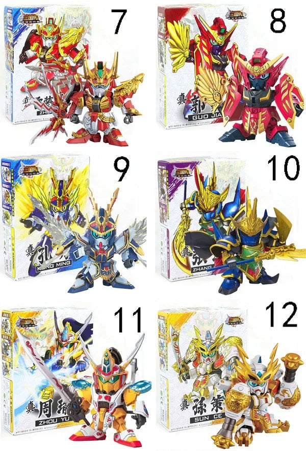 Three Kingdoms Anime Action Figures SD / BB Sousou Teni Ryofu Koumei Kanu Shibai 8cm Model Kits Plastic Puzzle Robot Toys