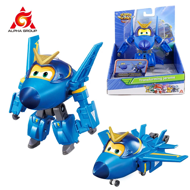 Super Wings 5 Inches Transforming JEROME 2 Modes Action Figures Robot Deformation Airplane Transformation Anime Kid Toys Gift