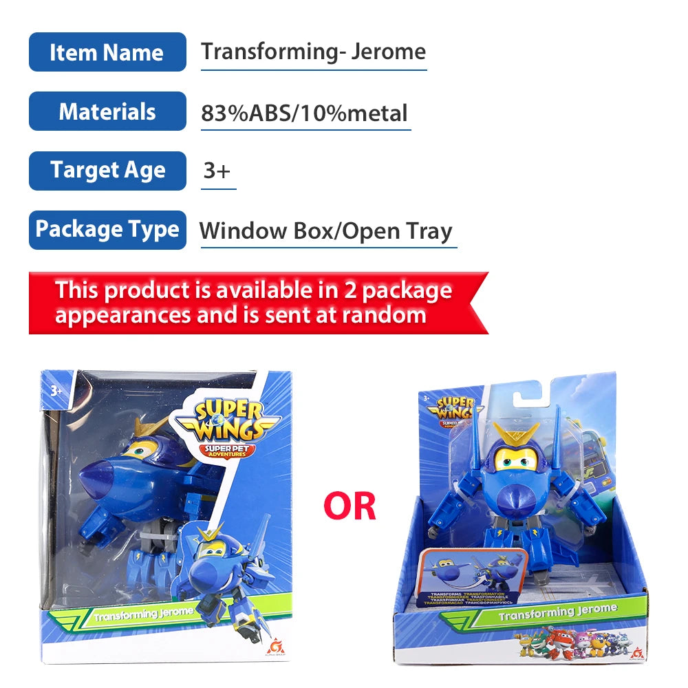 Super Wings 5 Inches Transforming JEROME 2 Modes Action Figures Robot Deformation Airplane Transformation Anime Kid Toys Gift