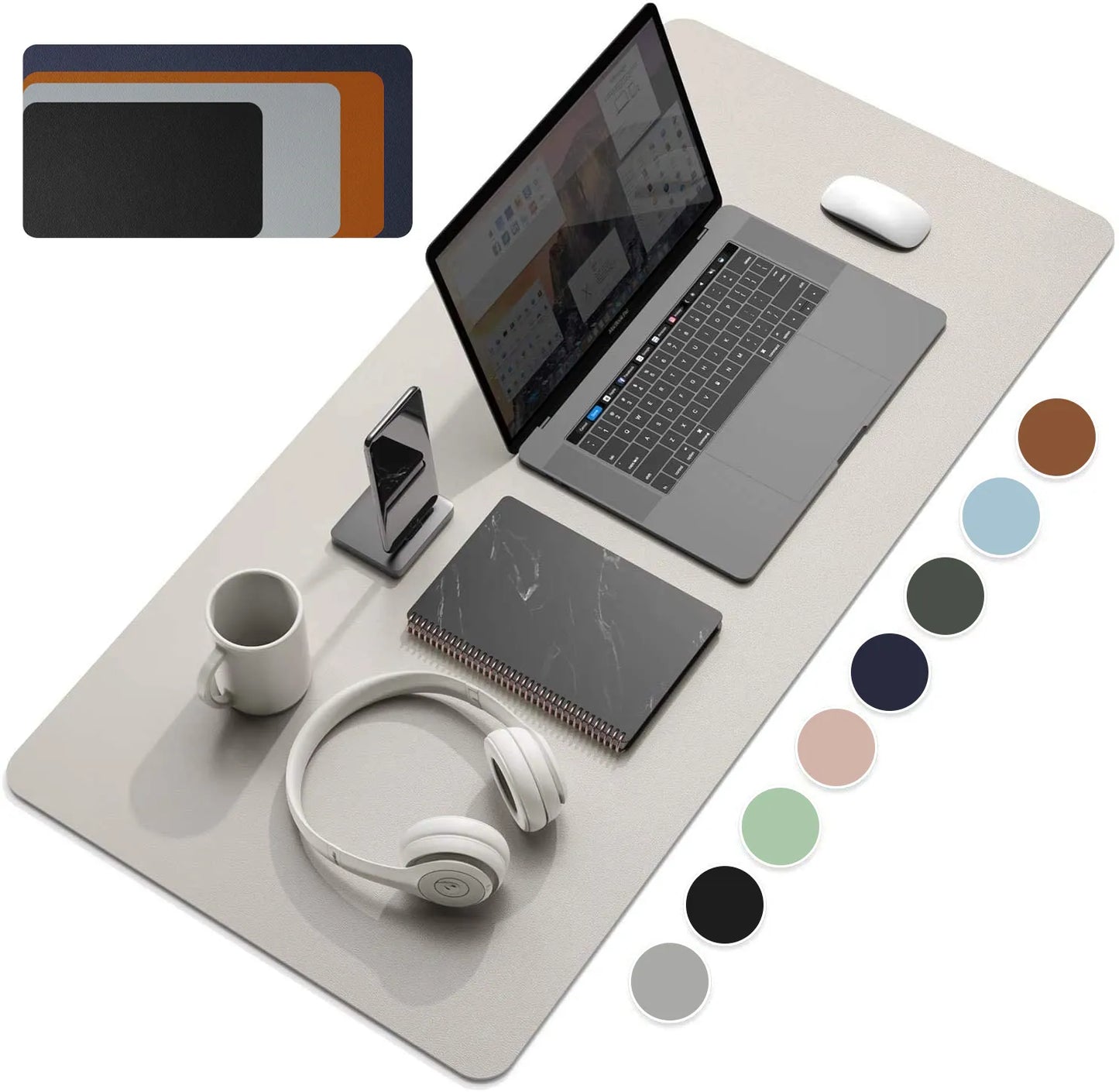 Elevate your workspace with our Large Desk Protector Mat! Waterproof PU leather doubles as a mouse pad, keyboard desk pad, and gaming surface.