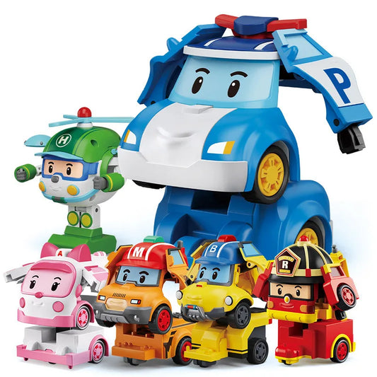 Silverlit Robocar Korea Robot Kids Toys Plastics Transformed Cars Roy Haley Anime Action Figure Cartoon Toy Car Children Gift