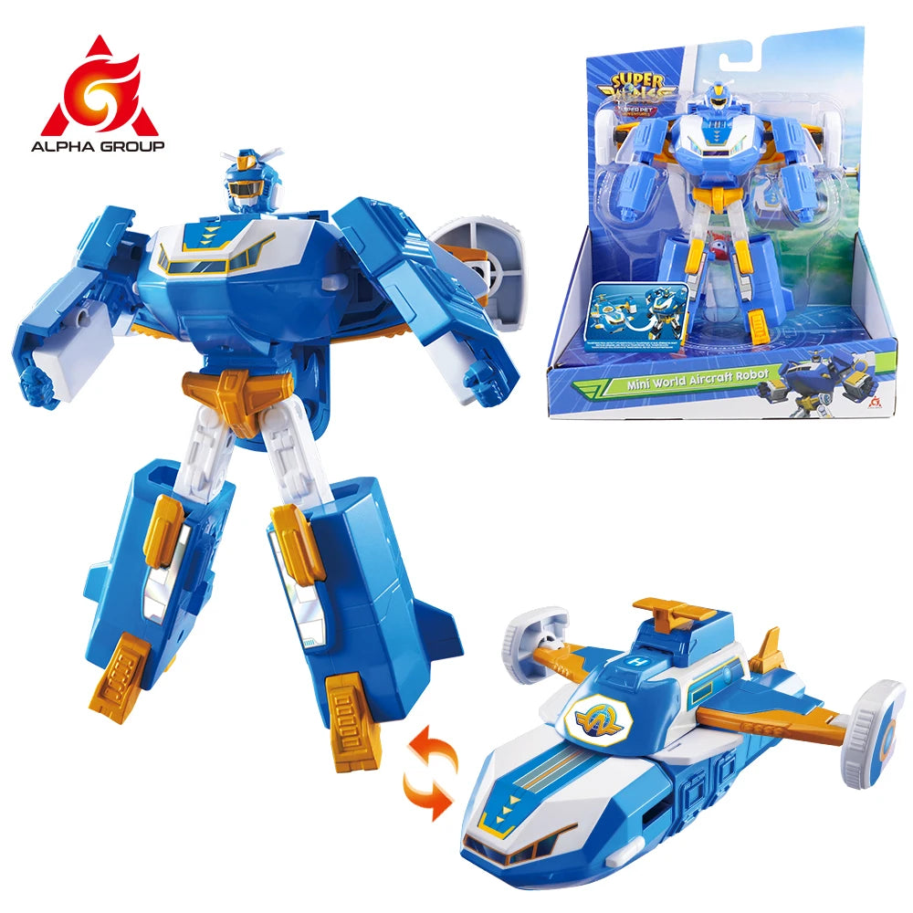 Super Wings Mini World Aircraft Robot 6 Inch 11 Steps to Transform from Aircraft into Robot Action Figures Anime Kid Toy Gift