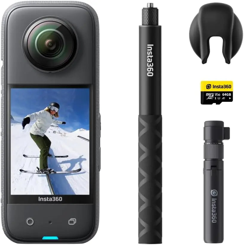 Insta360 X3 Waterproof 360 Action Camera with 1/2" 48MP Sensors, 5.7K 360 Active HDR Video,72MP 360 Photo,4K Single-Lens