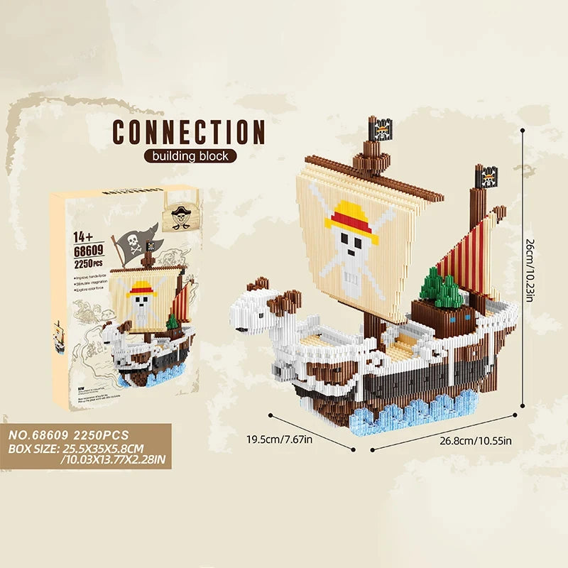 2250PCS Sunny Pirates Ship Building Block Diy Navigation Ship Model Micro Bricks Education Toys For Kids Holiday Gifts