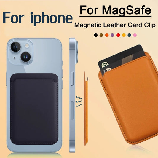 Get the Magsafe Magnetic Leather Slot Card Holder Wallet Case for iPhone 14 13 12 Pro Max Plus and Samsung S23 S22 Ultra.