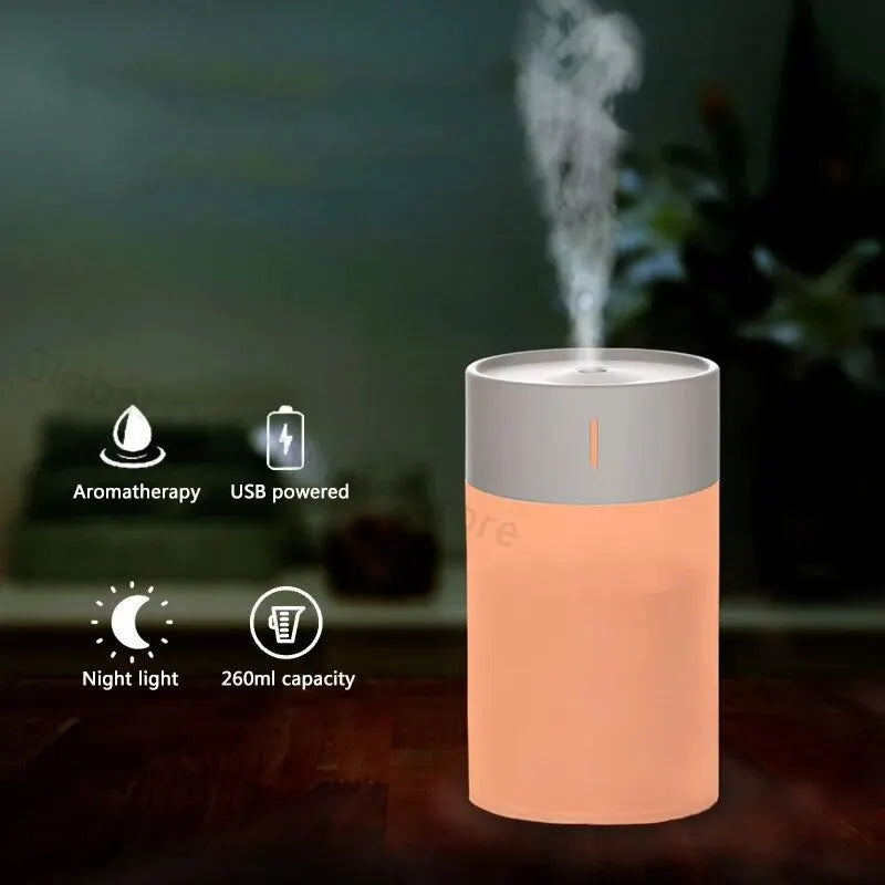 260ml Household Air Humidifier Ultrasoni Mini Transparen Arom Diffuser Bedroom Car Portabl Sprayer USB Air Purifier Humificador