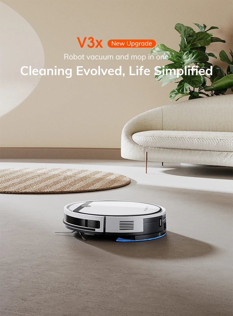 ILIFE V3X Robot Vacuum and Mop Combo, V3s Pro Upgraded, Compatible with Alexa/Google/WiFi, 120mins, 3000Pa, Ideal for Pet Hair