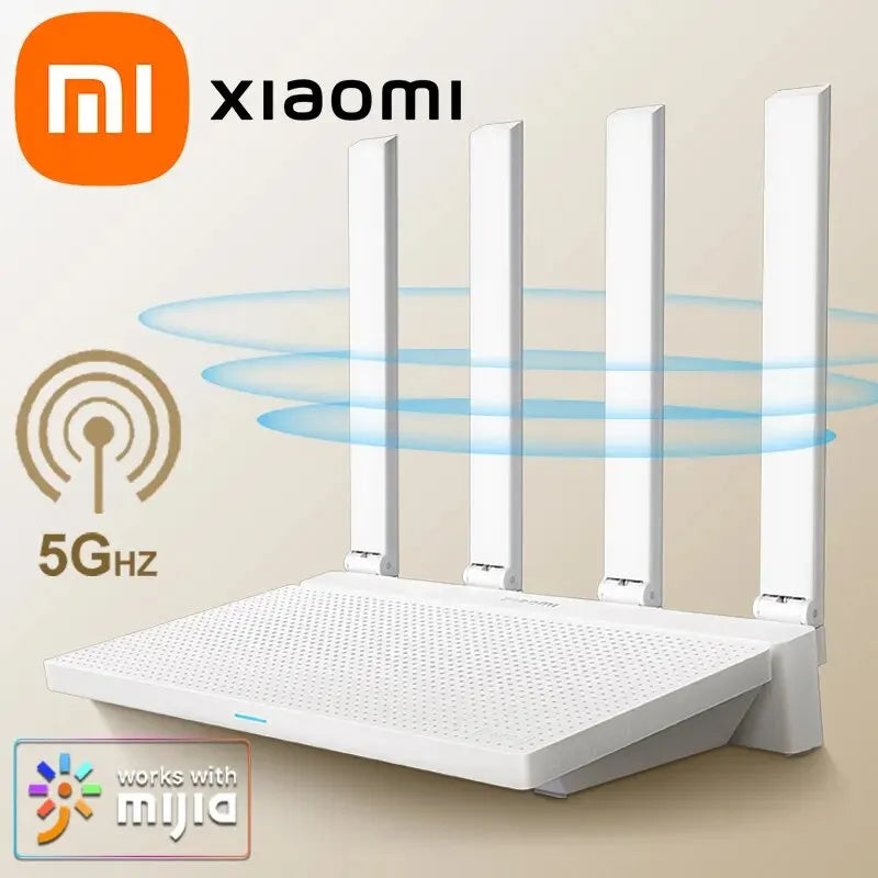 Boost your network with the 2024 Xiaomi AX3000T Router! Dual-band, powerful CPU, LED display, NFC, ideal for home, office, and gaming.