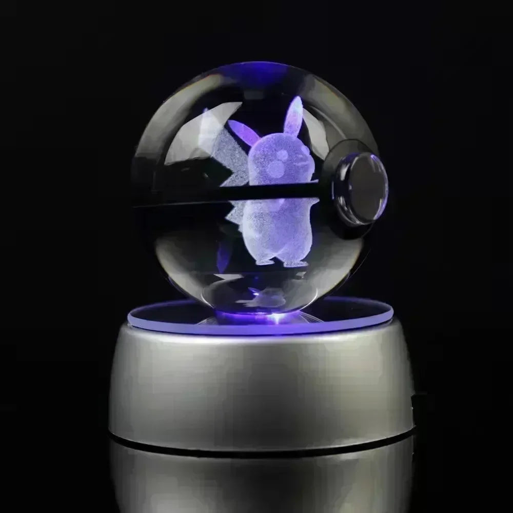 Capture the magic with our Pokémon Crystal Ball 3D Toys! Featuring Snorlax, Mewtwo, Pikachu, and more, with LED Light Base.