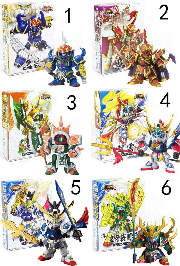 Three Kingdoms Anime Action Figures SD / BB Sousou Teni Ryofu Koumei Kanu Shibai 8cm Model Kits Plastic Puzzle Robot Toys