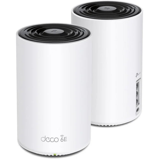 The TP-Link Deco AXE5400 Tri-Band WiFi 6E Mesh System (Deco XE75) provides coverage for up to 5500 square feet, serving as both a WiFi router and extender while incorporating AI-driven features.