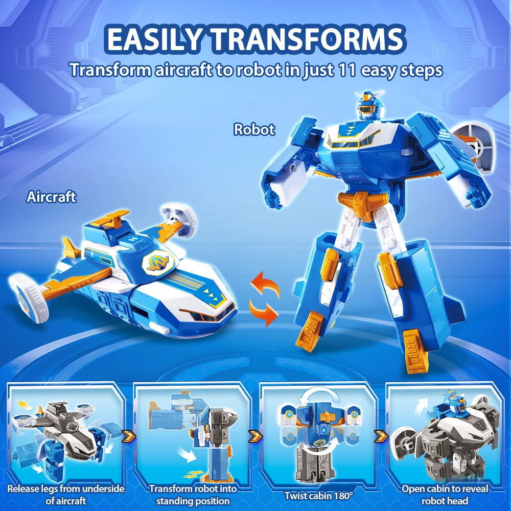 Super Wings Mini World Aircraft Robot 6 Inch 11 Steps to Transform from Aircraft into Robot Action Figures Anime Kid Toy Gift