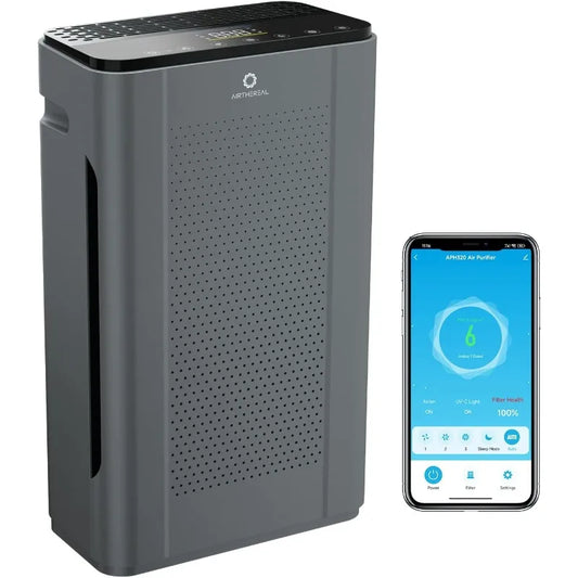 Experience cleaner air at home with the Airthereal APH320 WiFi Air Purifier. Equipped with a H13 True HEPA Filter, UV-C, Anion Function, and Smart Auto Mode.