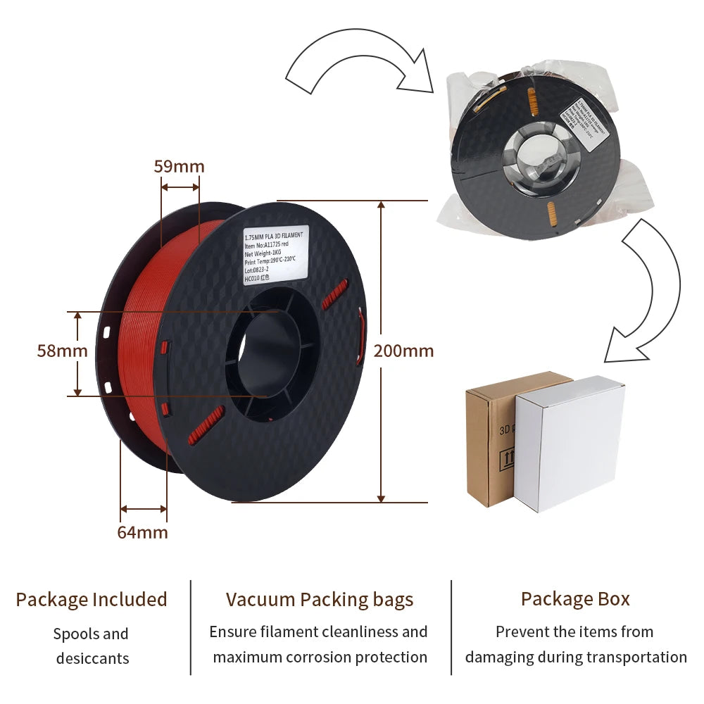 Kee Pang 3D Printer 1KG 1.75mm PLA PETG Filament  2.2lbs High Quality  3D Printing Eco-friendly  Plastic Consumables